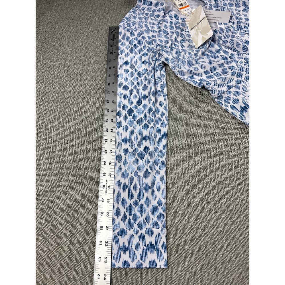 Tommy Bahama Carmela Dress S Blue White Ikat Print Split Neck Coastal Beach NWT - Picture 6 of 14